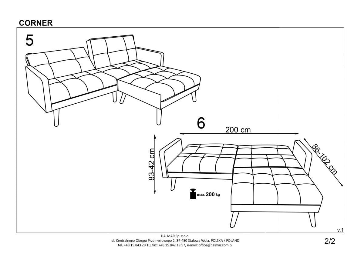 Sleeper Sofa East Cape Town | size: Width: 200cm, Height: 83cm, Depth: 86cm | color: Gray | image: 2 | variant: 1006712