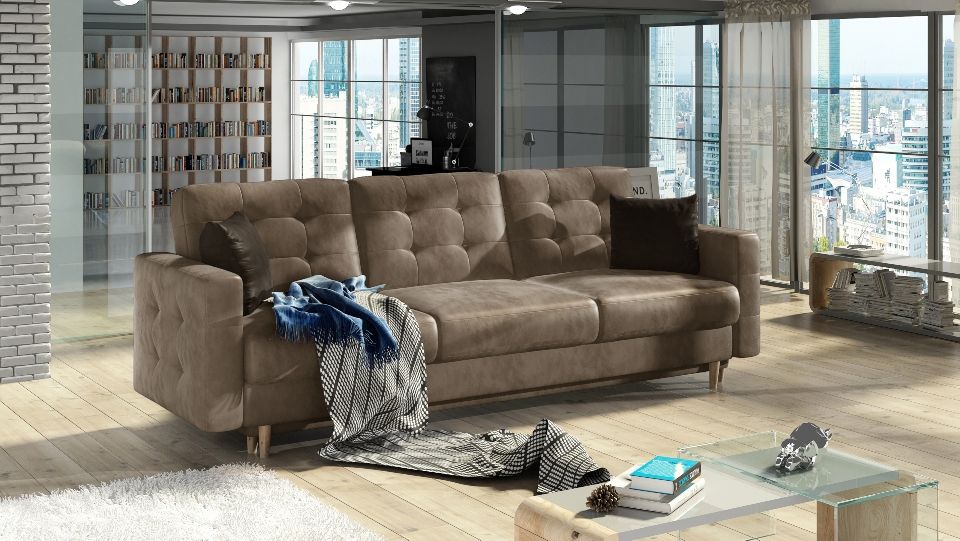 Sleeper Sofa East Sondrio 11 | size: Width: 235cm, Height: 86cm, Depth: 95cm | color: Brown | image: 0 | variant: 1013968
