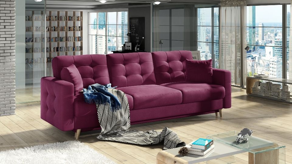 Sleeper Sofa East Sondrio 2 | size: Width: 235cm, Height: 86cm, Depth: 95cm | color: Purple | image: 0 | variant: 1013959