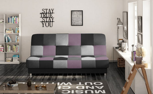 Sleeper Sofa Fort William | size: Width: 192cm, Height: 90cm, Depth: 90cm | color: Black/Orange/Grey | image: 0 | variant: 1013903
