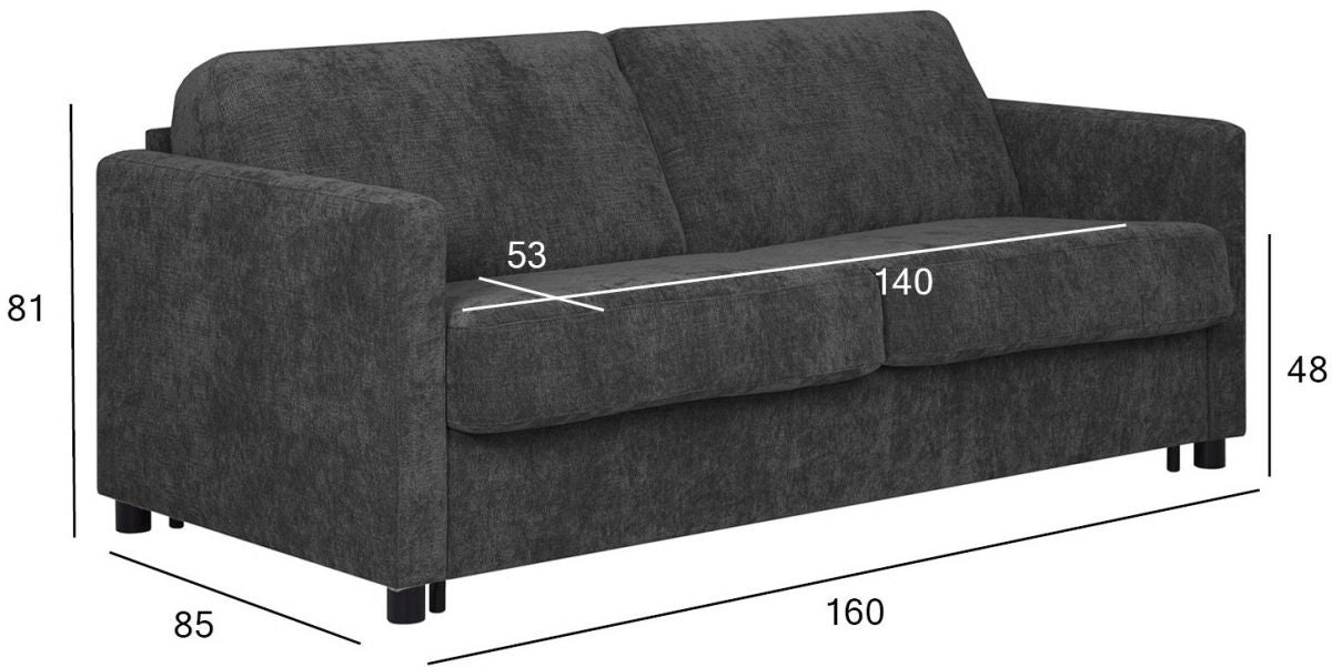 Sleeper Sofa Leana | size: Width: 85cm, Height: 81cm, Depth: 160cm | color: Gray | image: 7 | variant: 1012841