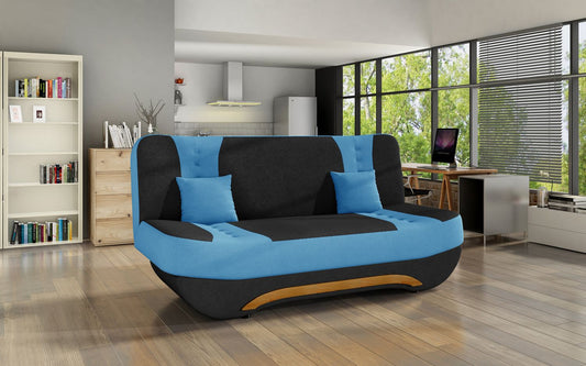 Sleeper Sofa Lerwick 7 | size: Width: 194cm, Height: 95cm, Depth: 92cm | color: Black/Blue | image: 1 | variant: 1015014