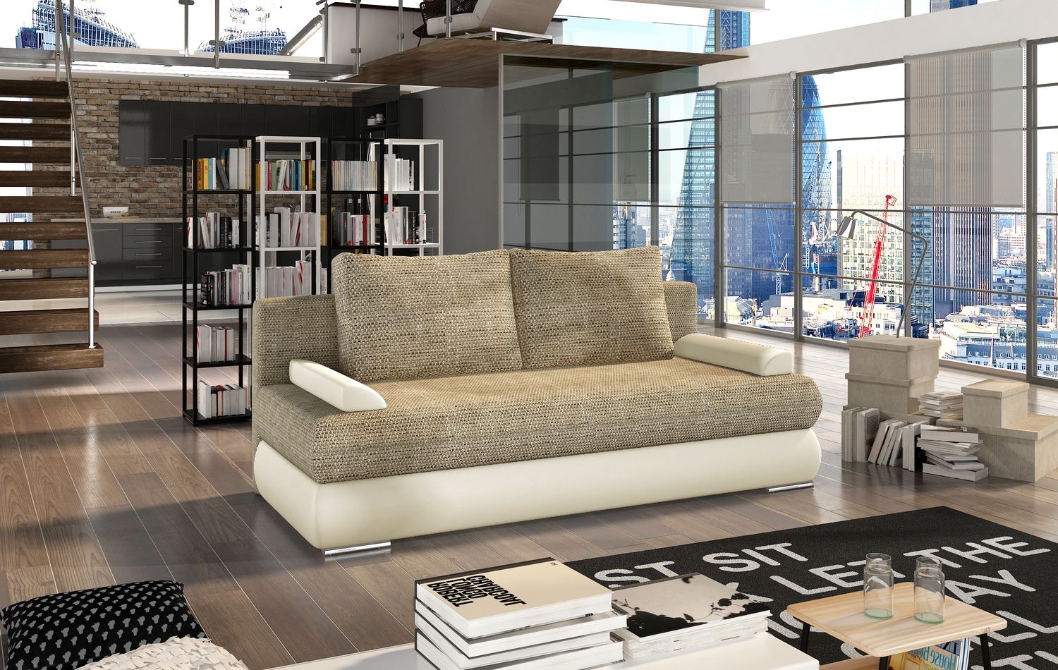 Sleeper Sofa Milo 3 | size: Width: 60cm, Height: 90cm, Depth: 213cm | color: Berlin/Soft | image: 1 | variant: 1017367