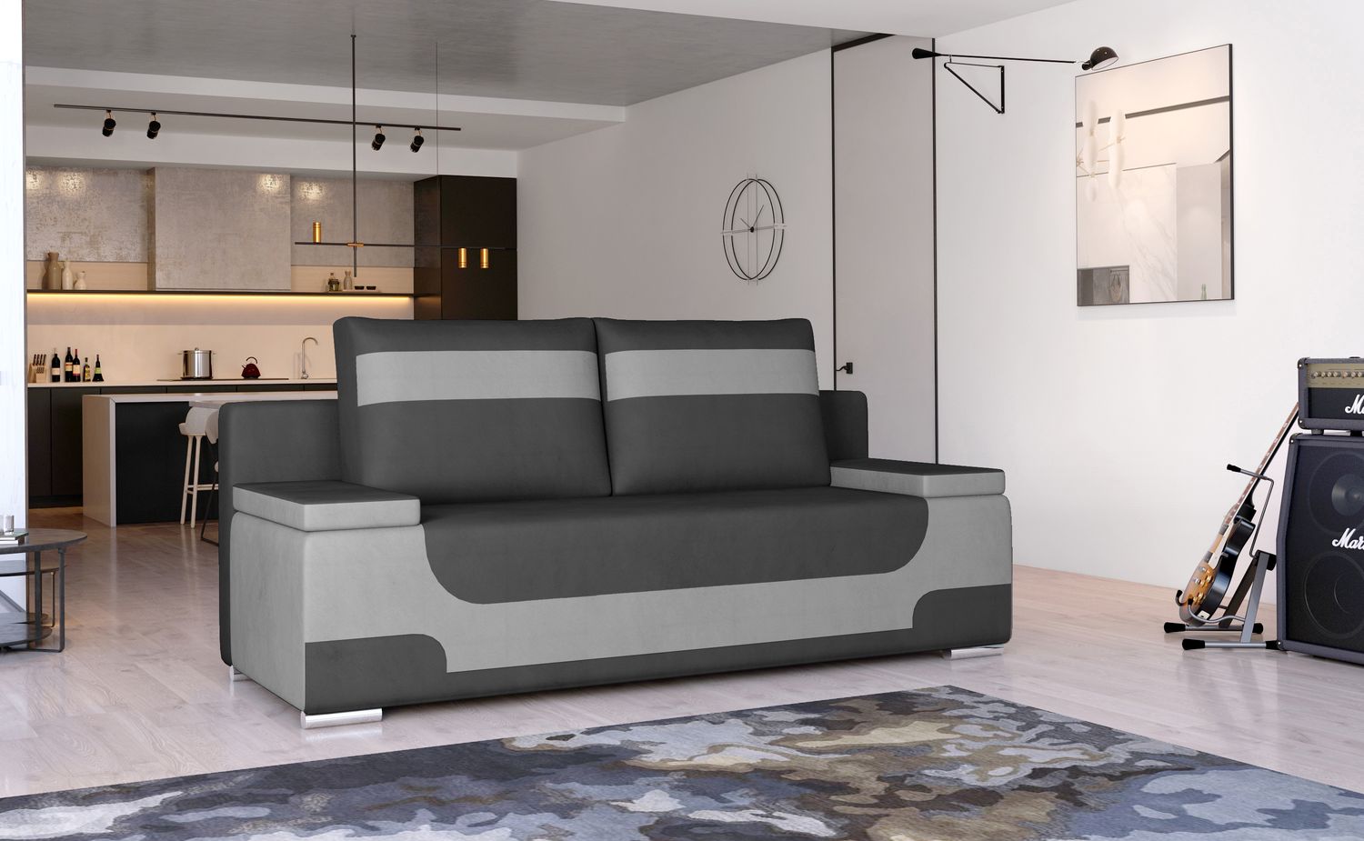 Sleeper Sofa Ragusa 16 | size: Width: 92cm, Height: 73cm, Depth: 200cm | color: Monolith | image: 1 | variant: 1017751
