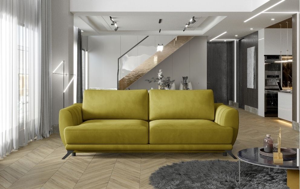 Sleeper Sofa West Chertsey 9 | size: Width: 250cm, Height: 90cm, Depth: 95cm | color: Yellow | image: 0 | variant: 1013927