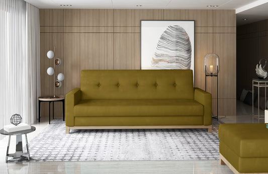 Sleeper Sofa West Maidenhead 3 | size: Width: 216cm, Height: 93cm, Depth: 87cm | color: Yellow | image: 0 | variant: 1013940