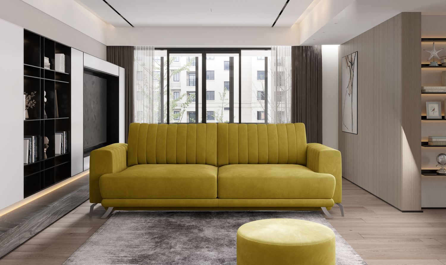 Sleeper Sofa West Nancy 32 | size: Width: 95cm, Height: 90cm, Depth: 250cm | color: Nube | image: 1 | variant: 1017863