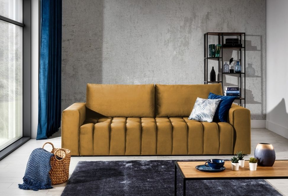 Sleeper Sofa West Orebro 3 | size: Width: 245cm, Height: 85cm, Depth: 97cm | color: Yellow | image: 0 | variant: 1013910