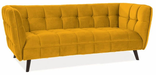 Sofa Castello 3 Velvet | size: Width: 200cm, Height: 78cm, Depth: 60cm | color: Yellow | image: 1 | variant: 1012399