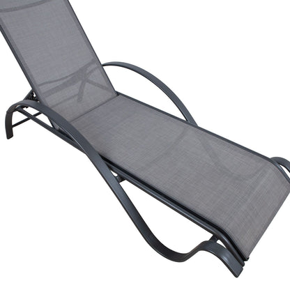 Sun Lounger Boston 2 | size: Length: 194cm, Width: 67cm, Height: 95cm | color: Gray | image: 2 | variant: 1017785