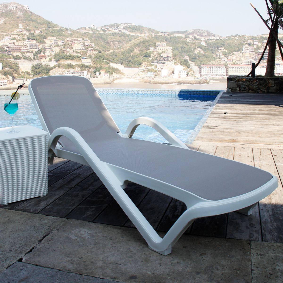 Sun Lounger Resort | size: Length: 197cm, Width: 71.3cm, Height: 45.5cm | color: Beige | image: 2 | variant: 1011857