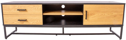 TV Table Amsterdam | size: Length: 40cm, Width: 160cm, Height: 50cm | color: Black/Oak | image: 1 | variant: 1012410