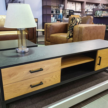 TV Table Amsterdam | size: Length: 40cm, Width: 160cm, Height: 50cm | color: Black/Oak | image: 9 | variant: 1012410