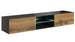 TV Table Antwerp | size: Length: 40cm, Width: 180cm, Height: 30cm | color: Black/Oak | image: 1 | variant: 1003108