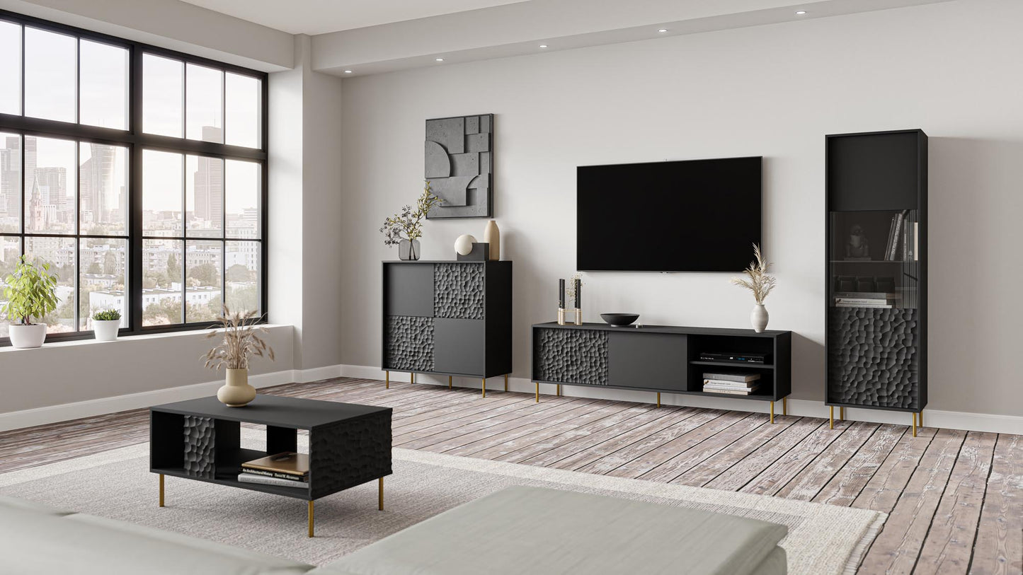 TV Table Bullet | size: Length: 41cm, Width: 180cm, Height: 58cm | color: Black | image: 4 | variant: 1012956