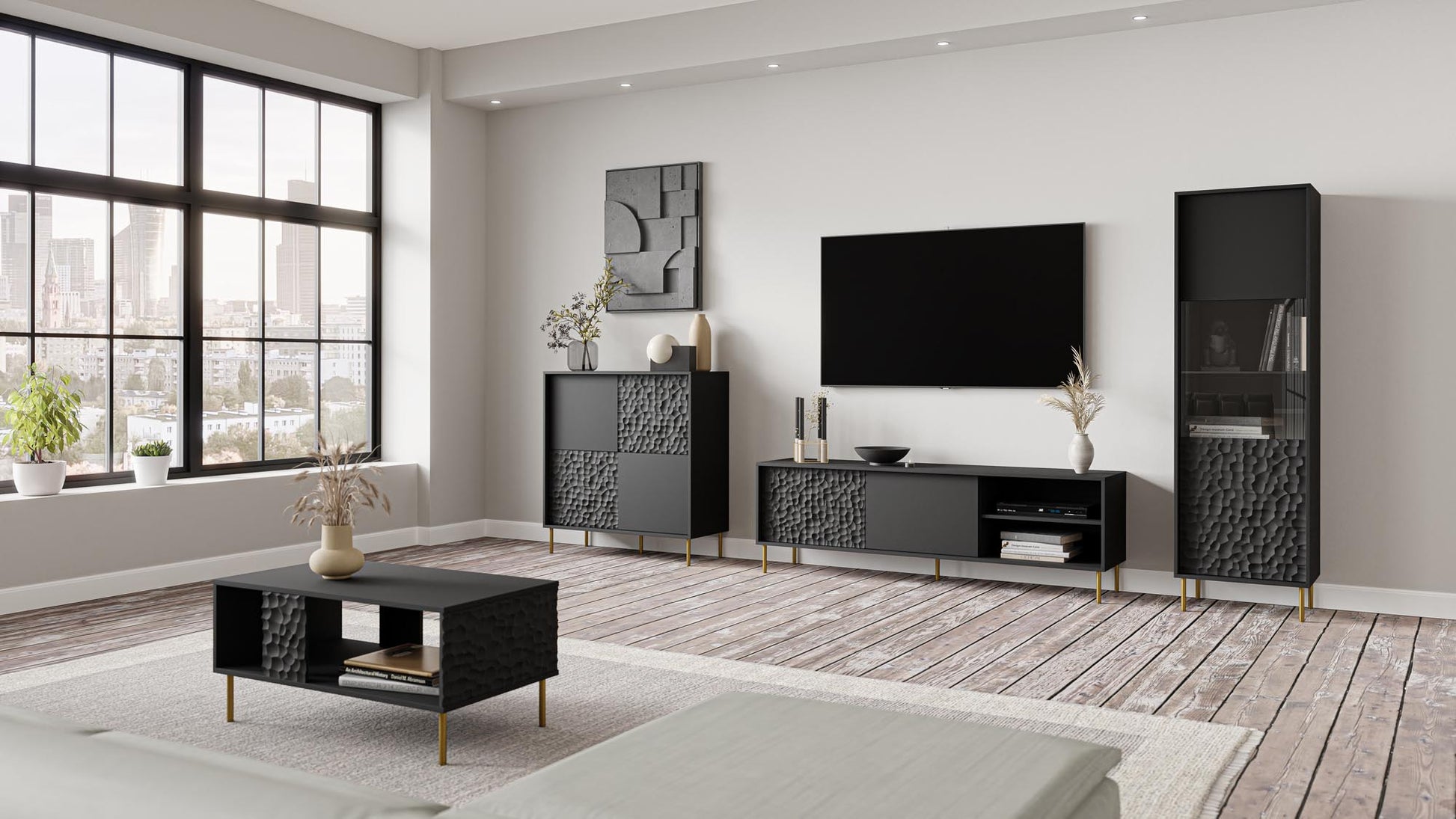 TV Table Bullet | size: Length: 41cm, Width: 180cm, Height: 58cm | color: Black | image: 4 | variant: 1012956