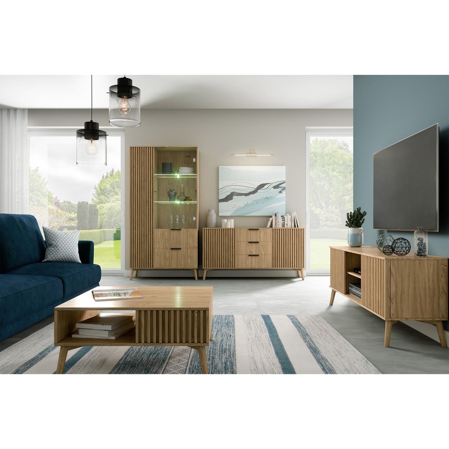 TV Table Entsian | size: Length: 52cm, Width: 40cm, Height: 150cm | color: Oak | image: 4 | variant: 1017071