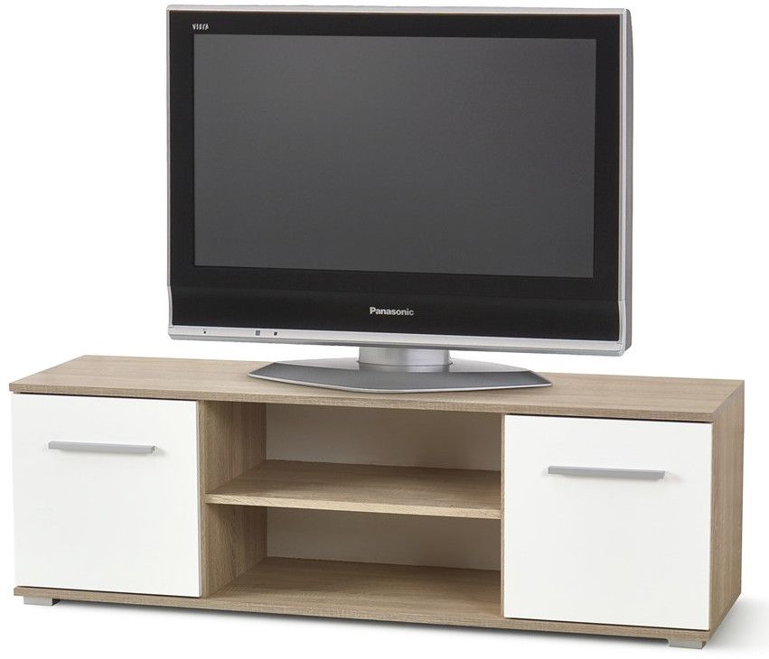 TV Table Lima | size: Length: 40cm, Width: 137cm, Height: 44cm | color: White/Oak | image: 2 | variant: 1012146