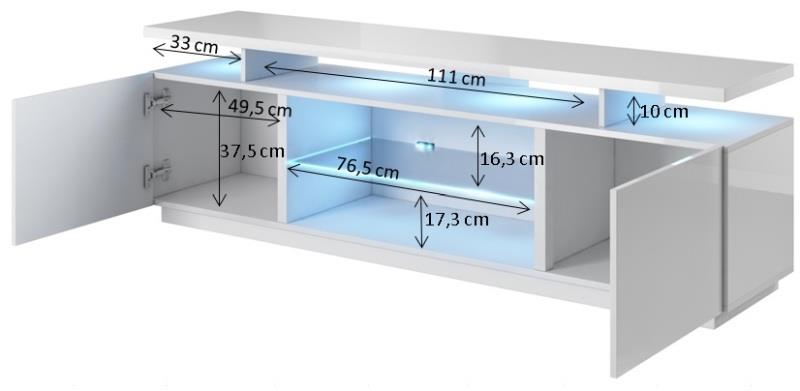 TV Table Orebro | size: Length: 40cm, Width: 180cm, Height: 56cm | color: White | image: 3 | variant: 1003124
