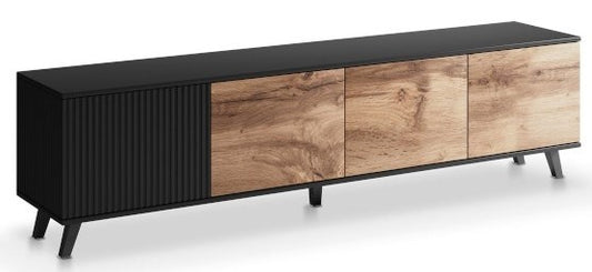 TV Table Random 1 | size: Length: 40cm, Width: 200cm, Height: 52cm | color: Black/Oak | image: 1 | variant: 1012958