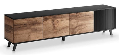 TV Table Random 1 | size: Length: 40cm, Width: 200cm, Height: 52cm | color: Black/Oak | image: 2 | variant: 1012958