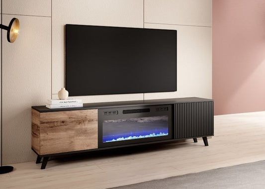 TV Table Random | size: Length: 40cm, Width: 180cm, Height: 52cm | color: Black/Oak | image: 1 | variant: 1012955