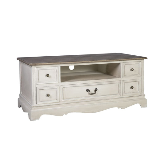 TV Table Samira New | size: Length: 53cm, Width: 117cm, Height: 50cm | color: White/Brown | image: 1 | variant: 1011054