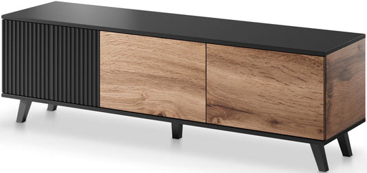 TV Table West Bracknell | size: Length: 40cm, Width: 150cm, Height: 47cm | color: Black/Oak | image: 1 | variant: 1007205