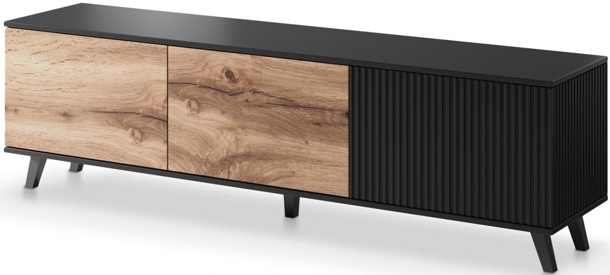 TV Table West Bracknell | size: Length: 40cm, Width: 150cm, Height: 47cm | color: Black/Oak | image: 2 | variant: 1007205