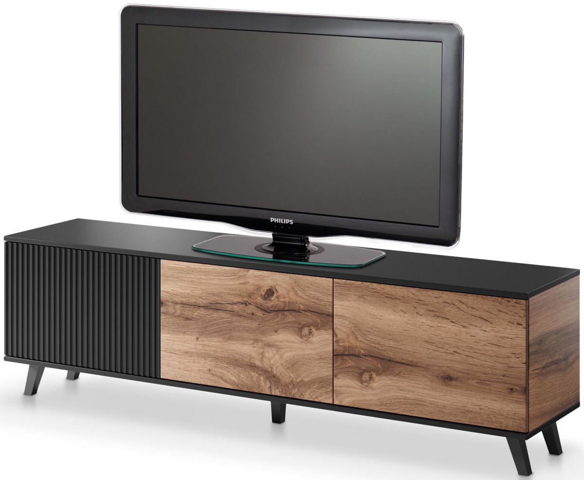 TV Table West Bracknell | size: Length: 40cm, Width: 150cm, Height: 47cm | color: Black/Oak | image: 3 | variant: 1007205