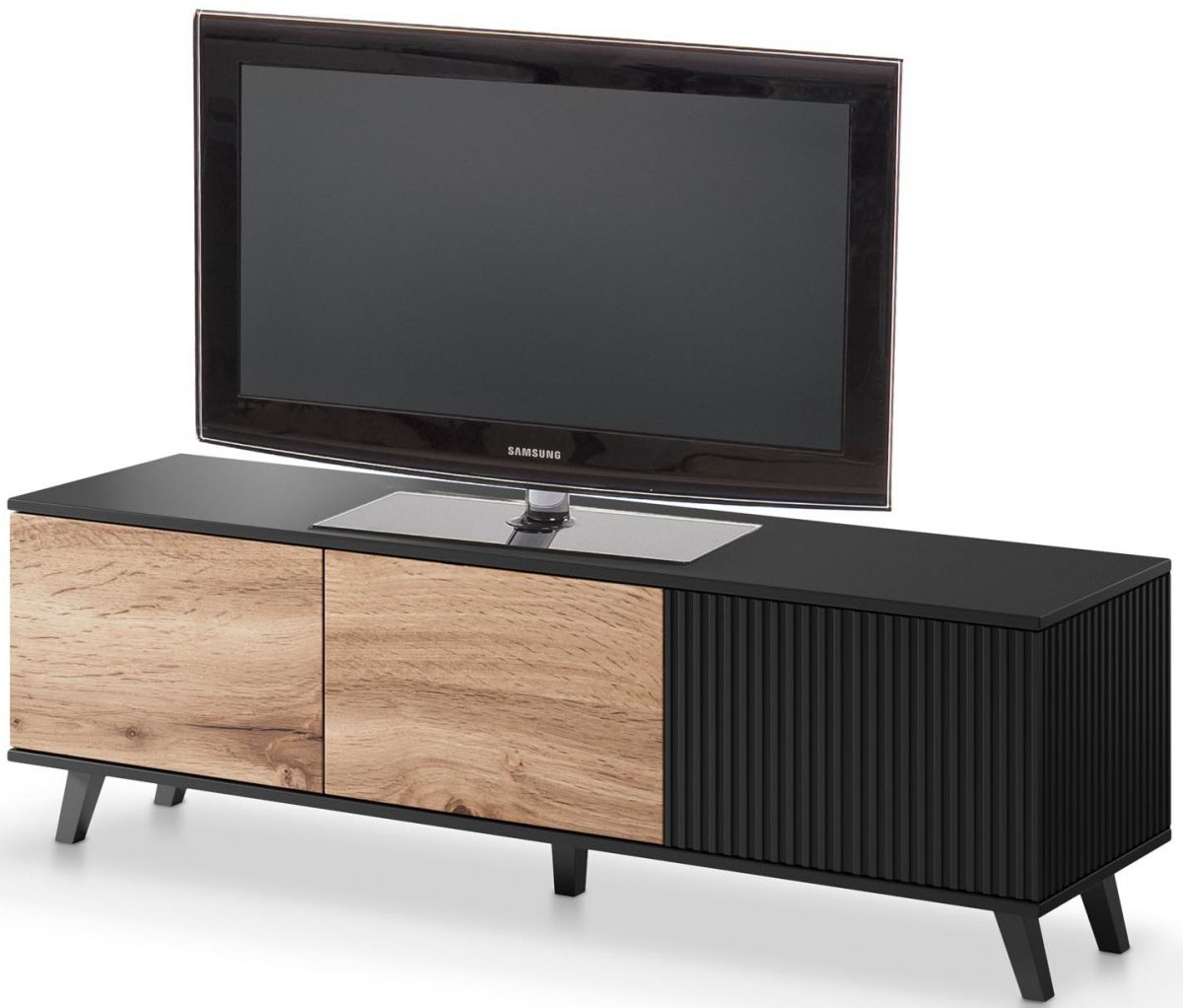 TV Table West Bracknell | size: Length: 40cm, Width: 150cm, Height: 47cm | color: Black/Oak | image: 4 | variant: 1007205