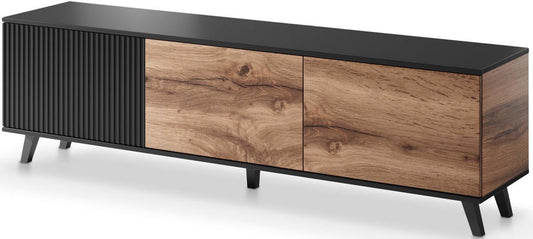 TV Table West Thatcham | size: Length: 40cm, Width: 180cm, Height: 52cm | color: Black/Oak | image: 1 | variant: 1007206