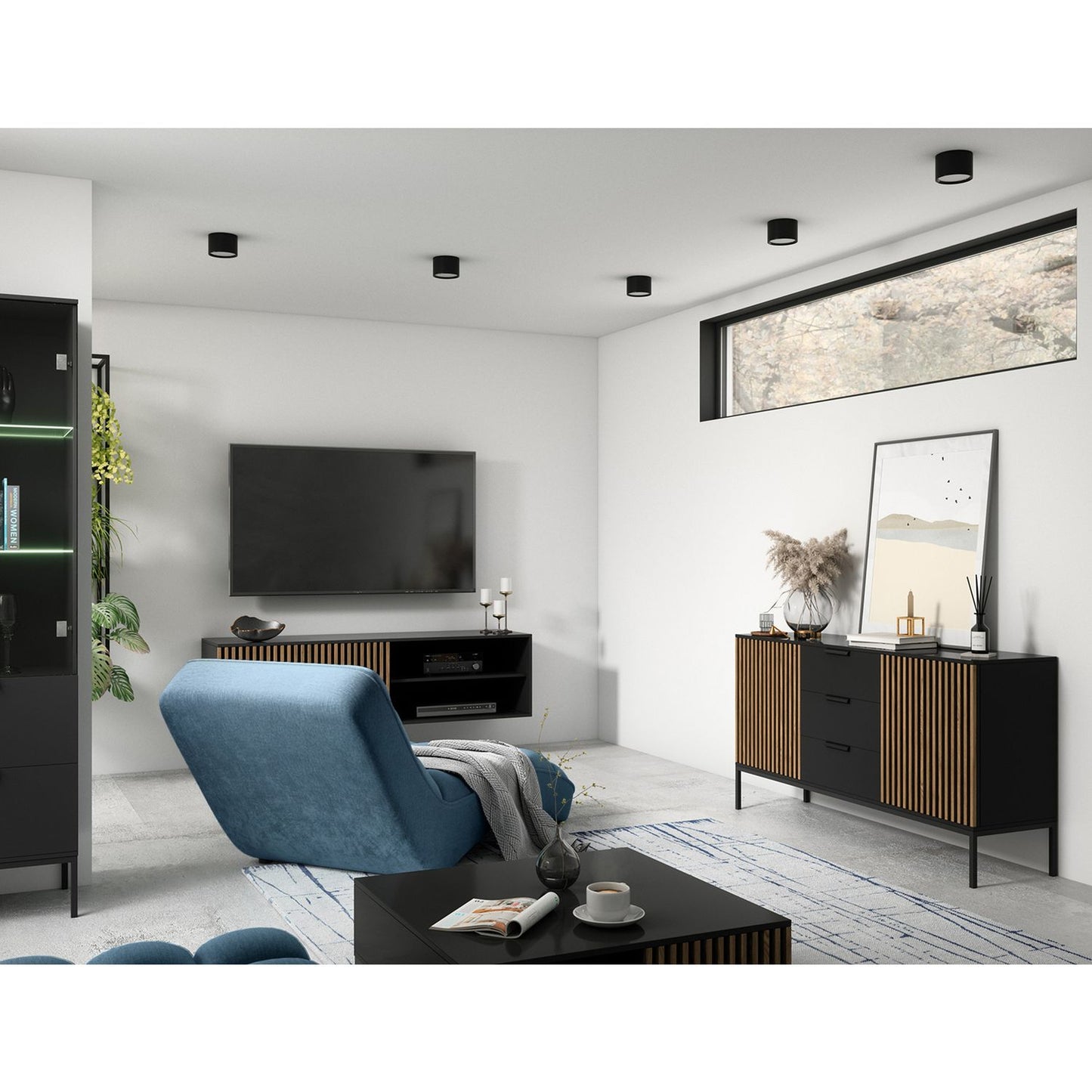 TV Table West Welshpool 1 | size: Length: 40cm, Width: 150cm, Height: 40cm | color: Black | image: 4 | variant: 1017661