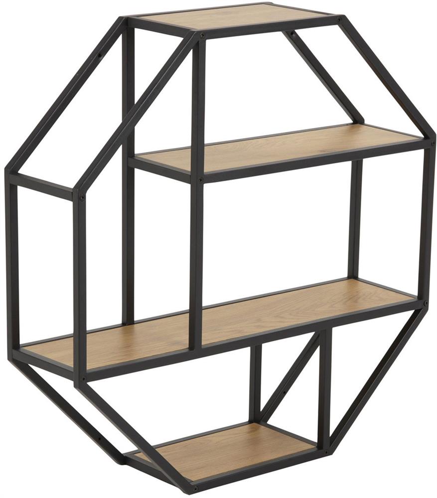 Wall Shelf Aberystwyth | size: Width: 77cm, Height: 77cm, Depth: 20cm | color: Black/Oak | image: 1 | variant: 1006099