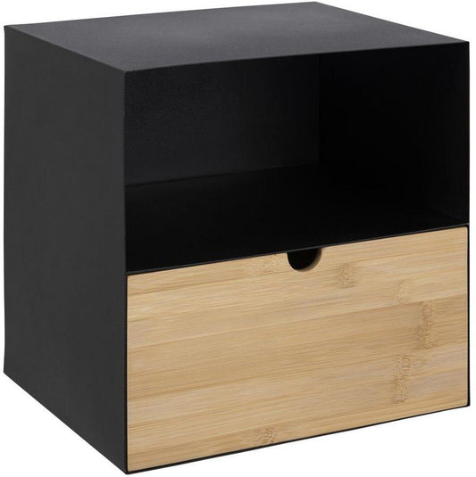 Wall Shelf East Monaco | size: Width: 30cm, Height: 30cm, Depth: 25cm | color: Black/Oak | image: 1 | variant: 1006096