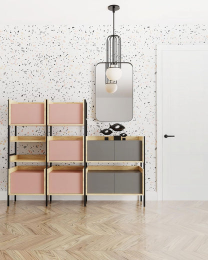 Wall Shelf Espoo | size: Width: 50cm, Height: 179cm, Depth: 41cm | color: Beige/Oak | image: 2 | variant: 1002044