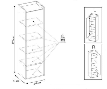 Wall Shelf Espoo | size: Width: 50cm, Height: 179cm, Depth: 41cm | color: Oak | image: 2 | variant: 1002046