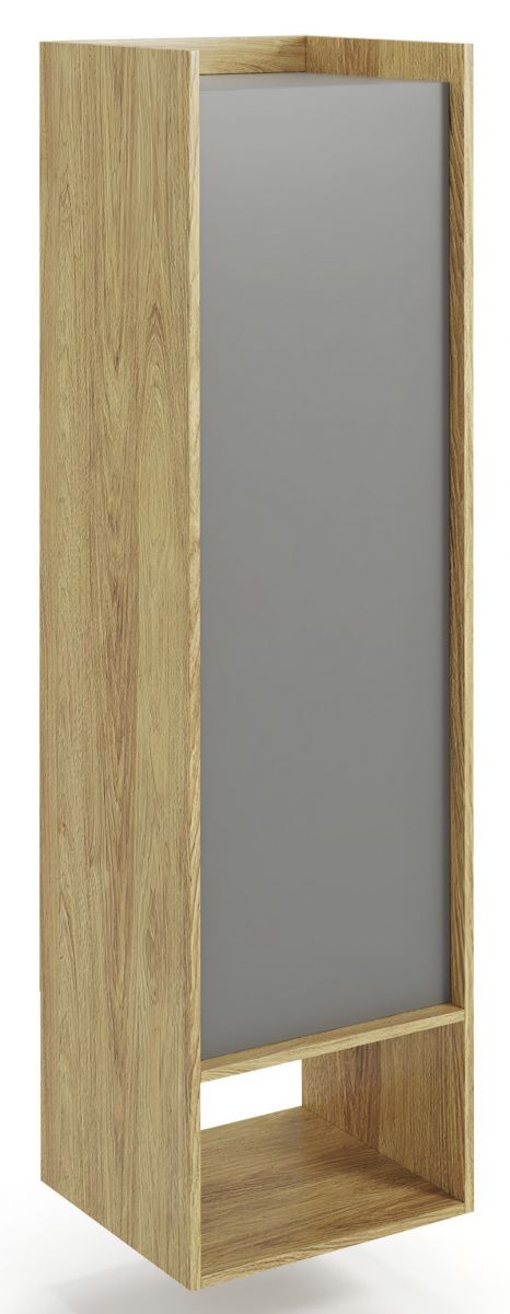 Wall Shelf Mobius 1D 1 | size: Width: 50cm, Height: 179cm, Depth: 41cm | color: Oak/Grey | image: 1 | variant: 1000545