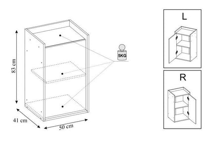 Wall Shelf Mobius 1D | size: Width: 50cm, Height: 83cm, Depth: 41cm | color: Beige/Oak | image: 3 | variant: 1000529