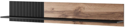 Wall Shelf Random P-1 | size: Length: 20cm, Width: 150cm, Height: 25cm | color: Black/Oak | image: 1 | variant: 1012412