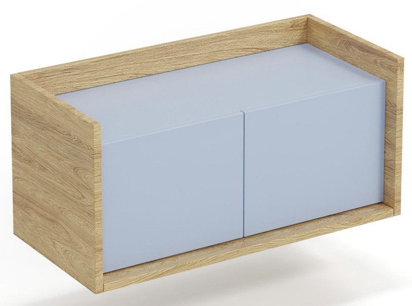 Wall Shelf Roskilde | size: Width: 78cm, Height: 36cm, Depth: 41cm | color: Oak/Blue | image: 1 | variant: 1002018