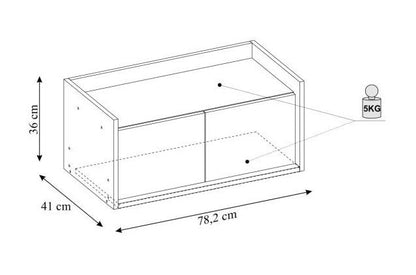 Wall Shelf Roskilde | size: Width: 78cm, Height: 36cm, Depth: 41cm | color: White/Oak | image: 2 | variant: 1002017