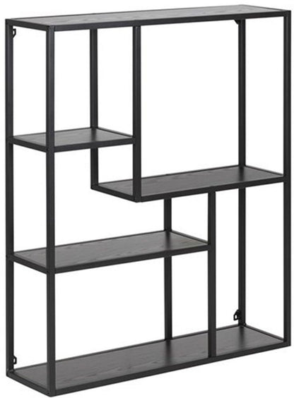 Wall Shelf Seaford 1 | size: Width: 75cm, Height: 91cm, Depth: 20cm | color: Black | image: 1 | variant: 1016952