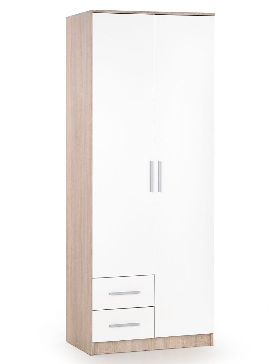 Wardrobe Lima 5 | size: Width: 80cm, Height: 205cm, Depth: 52cm | color: White/Oak | image: 1 | variant: 1010847